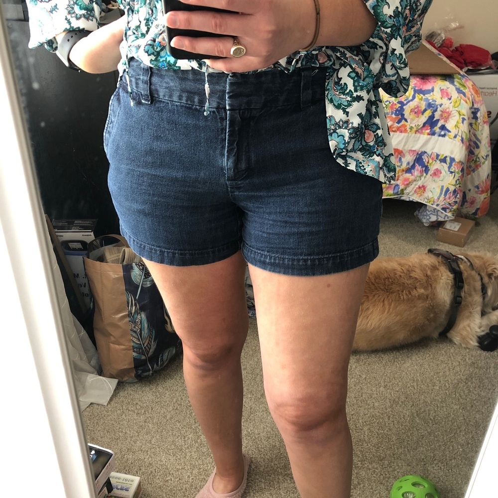 Dark denim Loft jean shorts; size 4